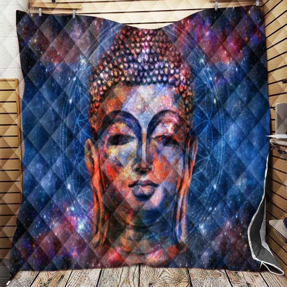 

Buddha Mandala Quilt Blanket Peace Design Luxury Watercolor Bohemian Pattern Quilt Blanket Home Textile