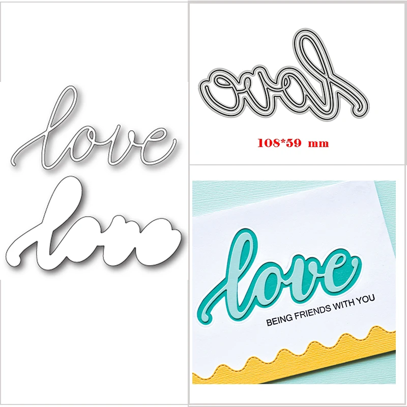 

New Arrival Shadow Love Word Luscious Script 2022 Metal Cutting Dies for Greeting Card Making Letter Stencils of Scrapbooking