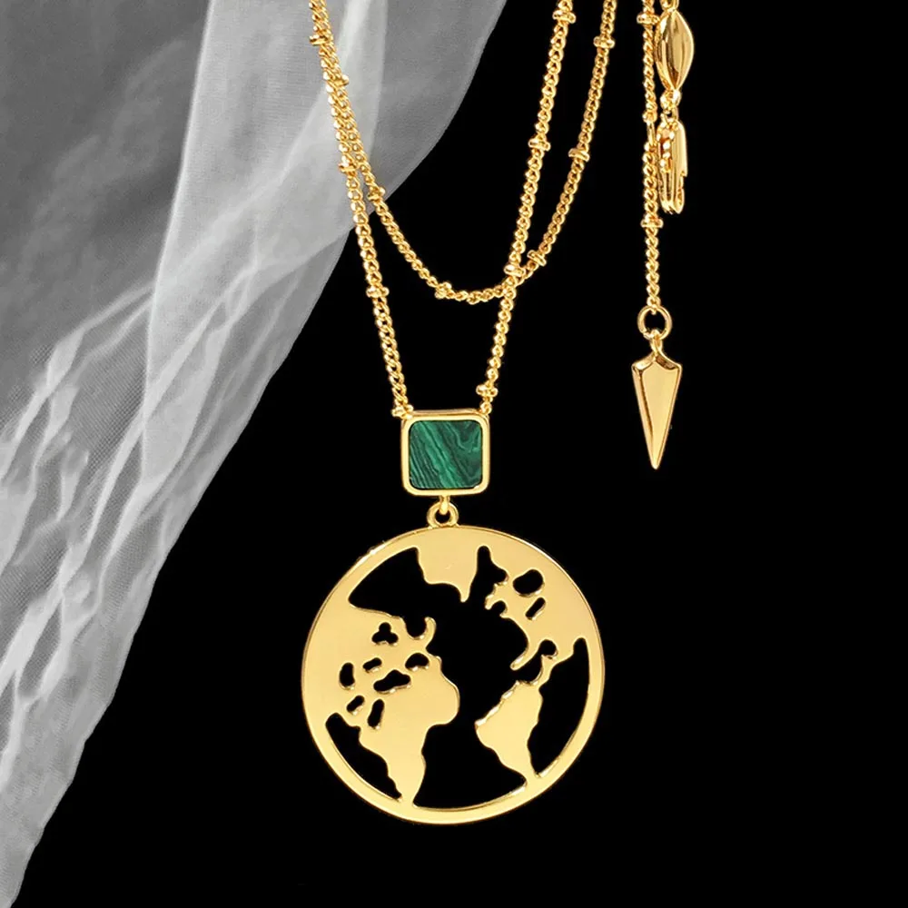 

Malachite World Map Openwork Necklace