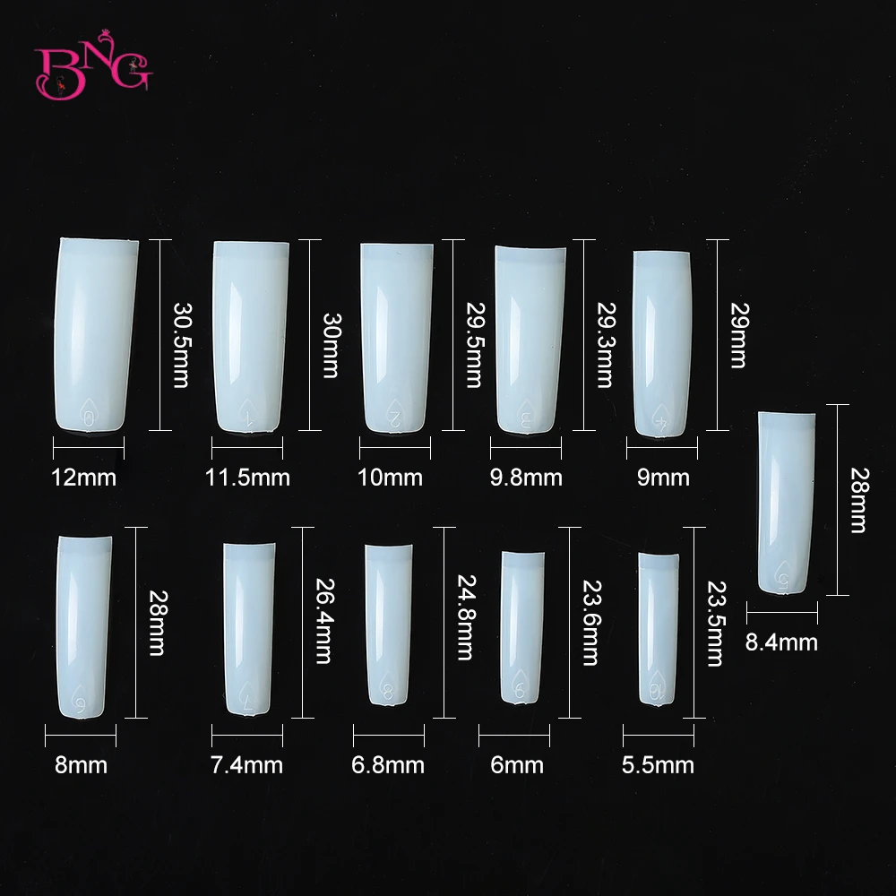 

BNG 550PCS French False Nails Tips Ultra-thin Half Cover Acrylic Nails 11 Sizes for Salons Home DIY Nail Art Design