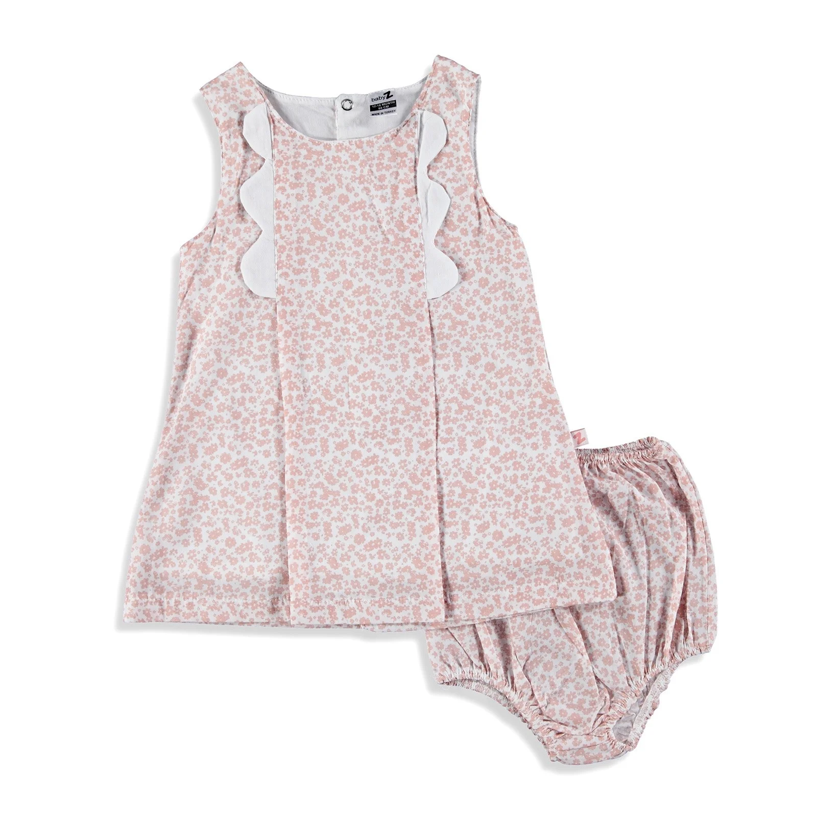 Ebebek BabyZ/весеннее платье с цветами для маленьких девочек; комплект с трусиками - Цвет: Розовый