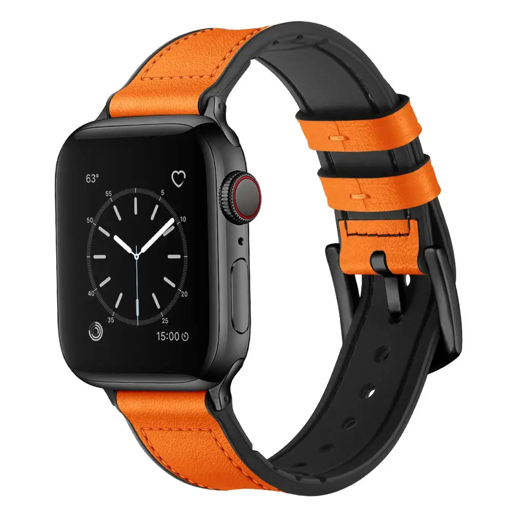 Кожаный ремешок для Apple watch band 42 мм 38 роскошный силиконовый + кожаный браслет iWatch