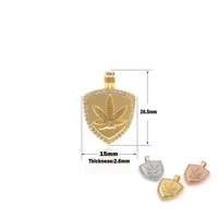 gold filled shield mini leaf pendant for diy jewelry plant pendant necklace bracelet made of cubic zirconia charm