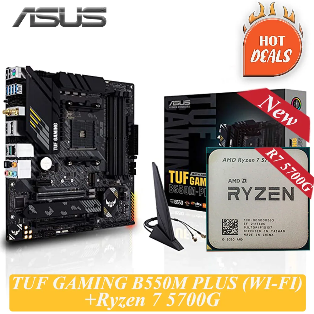 

AM4 New ASUS TUF GAMING B550M PLUS (WI-FI) MotherboardSet Combo + AMD Ryzen 7 5700G DDR4 128GB USB 3.2 PCI-E4.0 Placa-mãe Kit