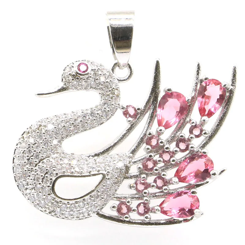 31x30 мм 2020 Новое поступление подвеска в форме лебедя розовый турмалин белый CZ