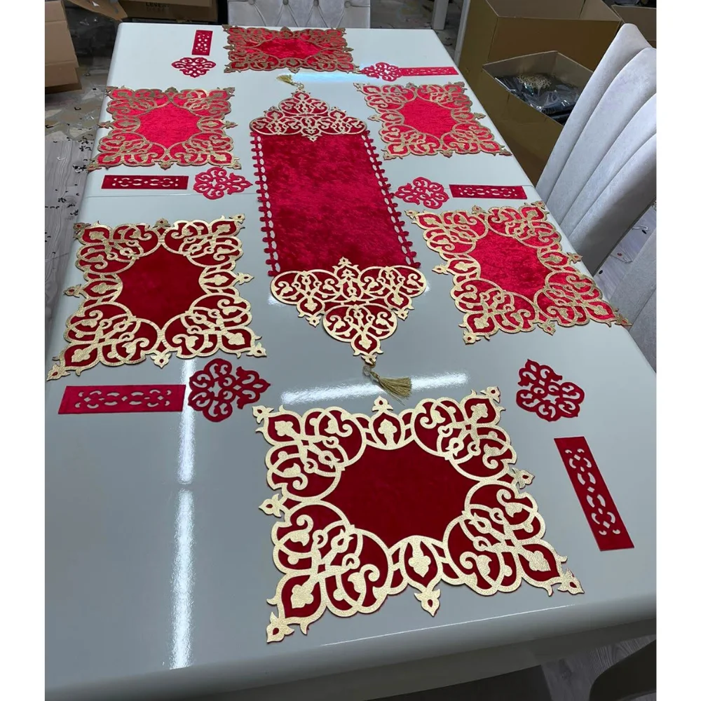sultans square gold silver velvet table runner dinner set 46812 persons wedding home marriage decoration tableware chair free global shipping