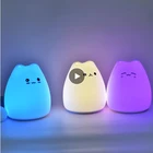 Мультяшный Кот силиконовый ночник милый светодиодный светильник изменяющий цвет цветной светильник портативный сенсорный датчик освесветильник для спальни