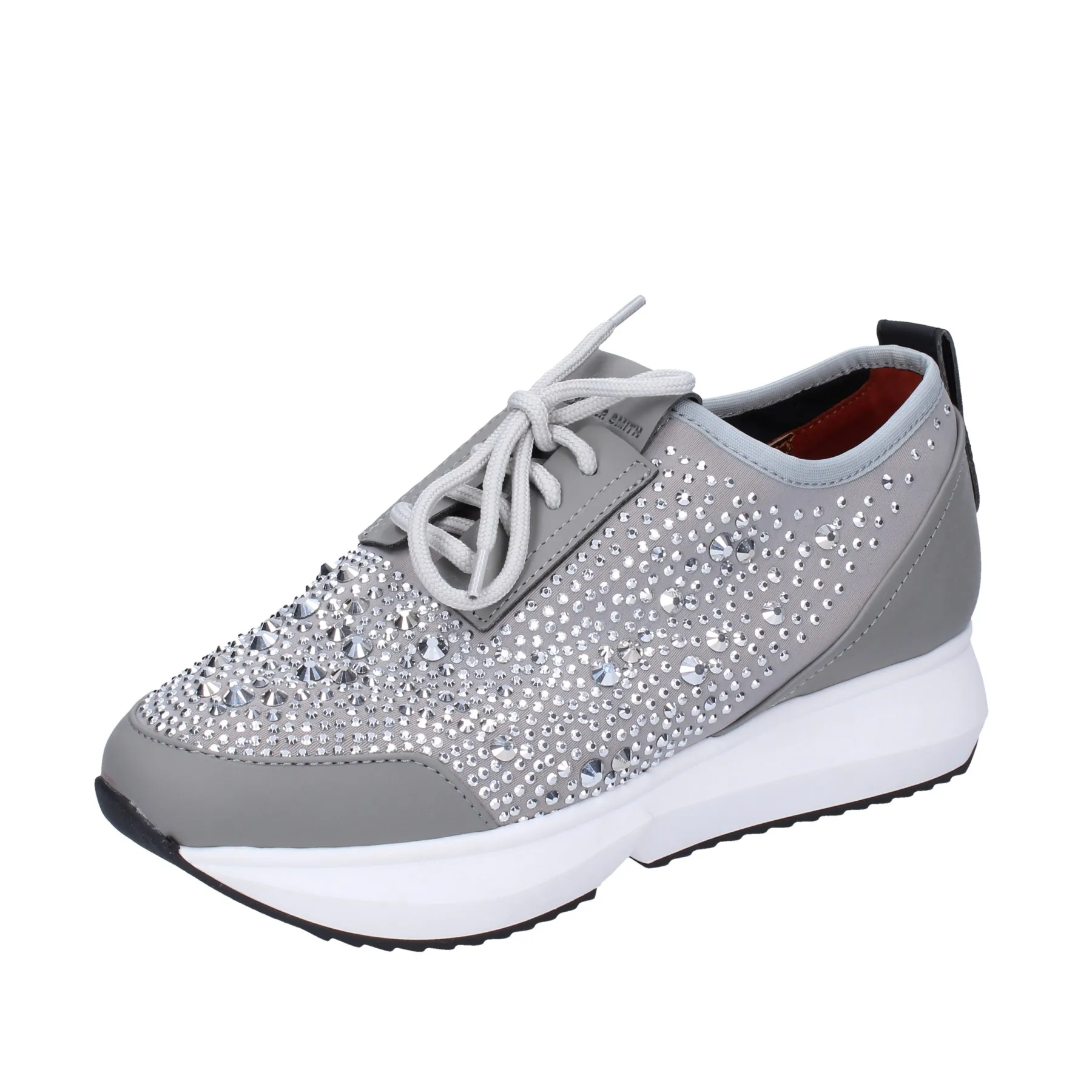 Женские кроссовки из серой ткани|Обувь без каблука| |