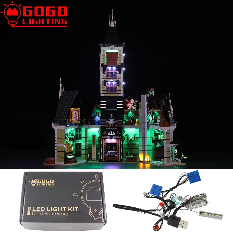 

GOGO светильник ING фирменный набор со светодиодный Ной подсветкой для Lego 10273 для творческого дома с привидениями Набор строительных блоков ла...