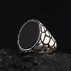 Женское серебряное турецкое ювелирное изделие ручной работы, мужское кольцо из черного оникса, все размеры