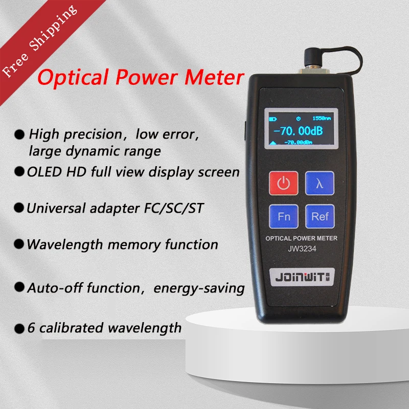 

Joinwit JW3234 FTTH Fiber Optical Power Meter Fiber Optical Cable Tester -70dBm~+10dBm Universal Interface