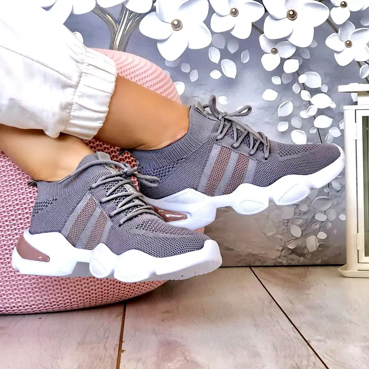 

Browse Gray Women Sneaker Casual Breathable Comfortable Platform Sport Shoes Fashion Design Elegant Running Walking Lace Up Ladies Shoe Sneakers