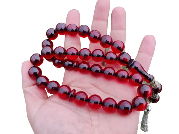 Tasbih Ottoman Faturan German Cherry Amber Sandalous Misbaha Rosary Free Shipping #12E