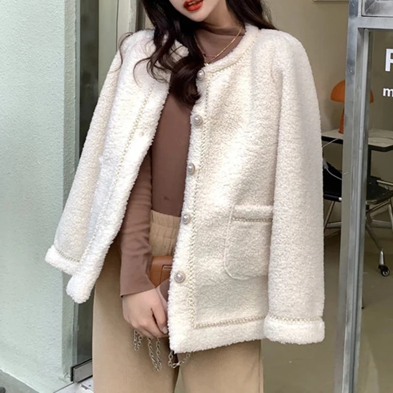 

Women Soft Faux Teddy Bear Coat Alpaca Woolen Winter Spring Cashmere Coat Ladies Stylish Elegant Outerwear