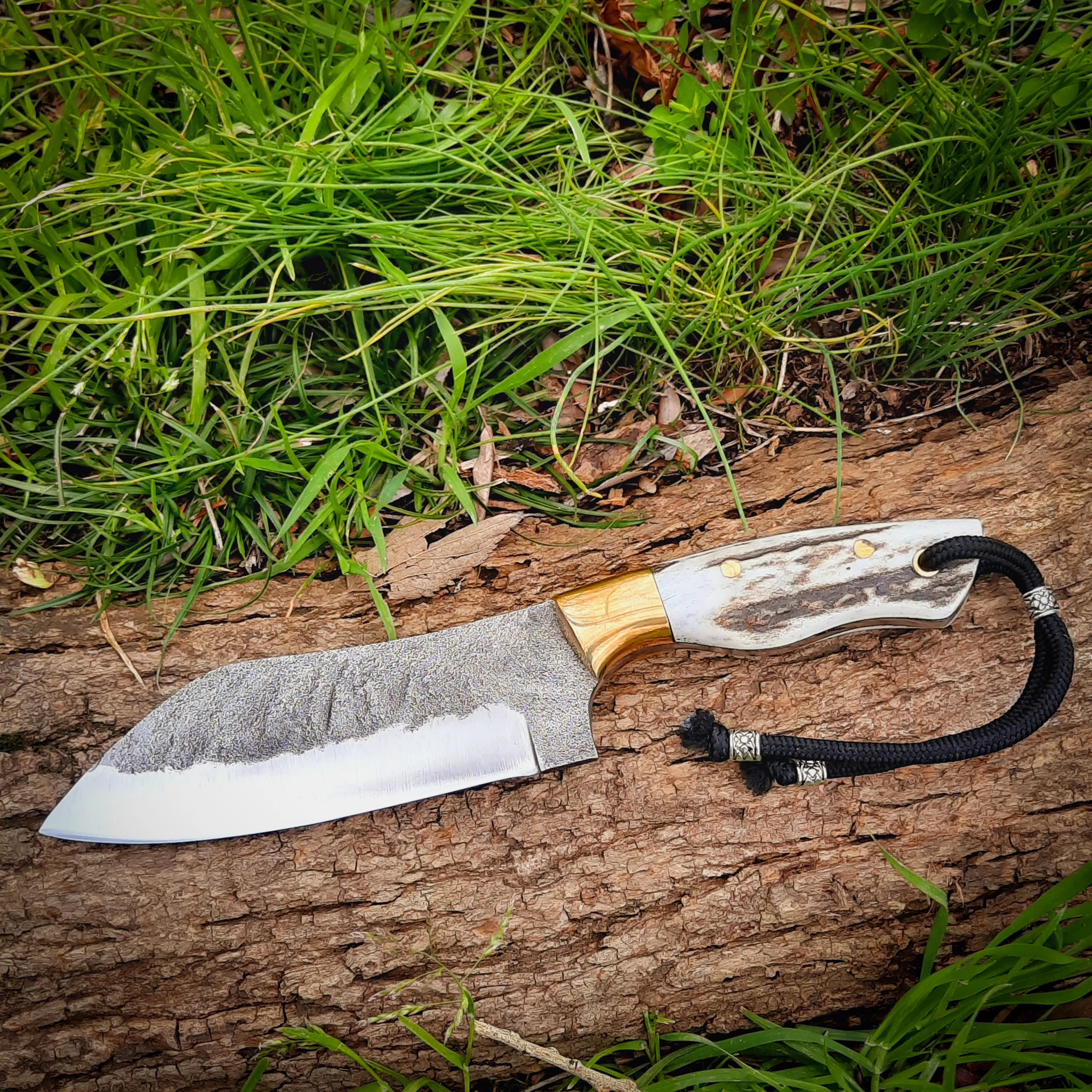 

YUTPA Bushcraft Knife Fixed Blade Hunting Camping Gear 58HRC Survival Tool Buck Handle EDC Tool Carbon Steel Outdoor