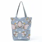 Женская сумка-тоут DIIsney Дамбо, вместительная Экологически чистая многоразовая Сумочка на плечо, повседневный фиолетовый саквояж для покупок