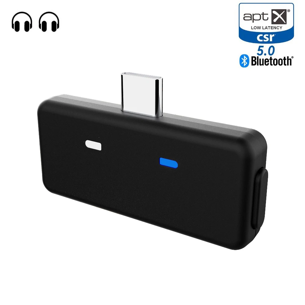 Двойной беспроводной адаптер Bluetooth 5 0 aptX с низкой задержкой USB Type C аудио