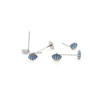 silver shell earringscubic zirconia shell earringssshell charmfashion jewelry