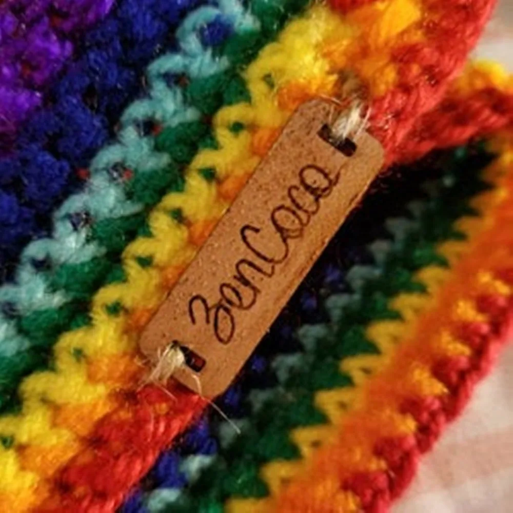 

Personalize Labels for Handmade Products0.5 x 1.5 Inchesleather tags for crochetKnitting Labels