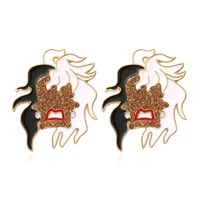 fashion colorful rhinestone lion earrings women popular enamel cartoon animal stud earrings for party jewelry accessories