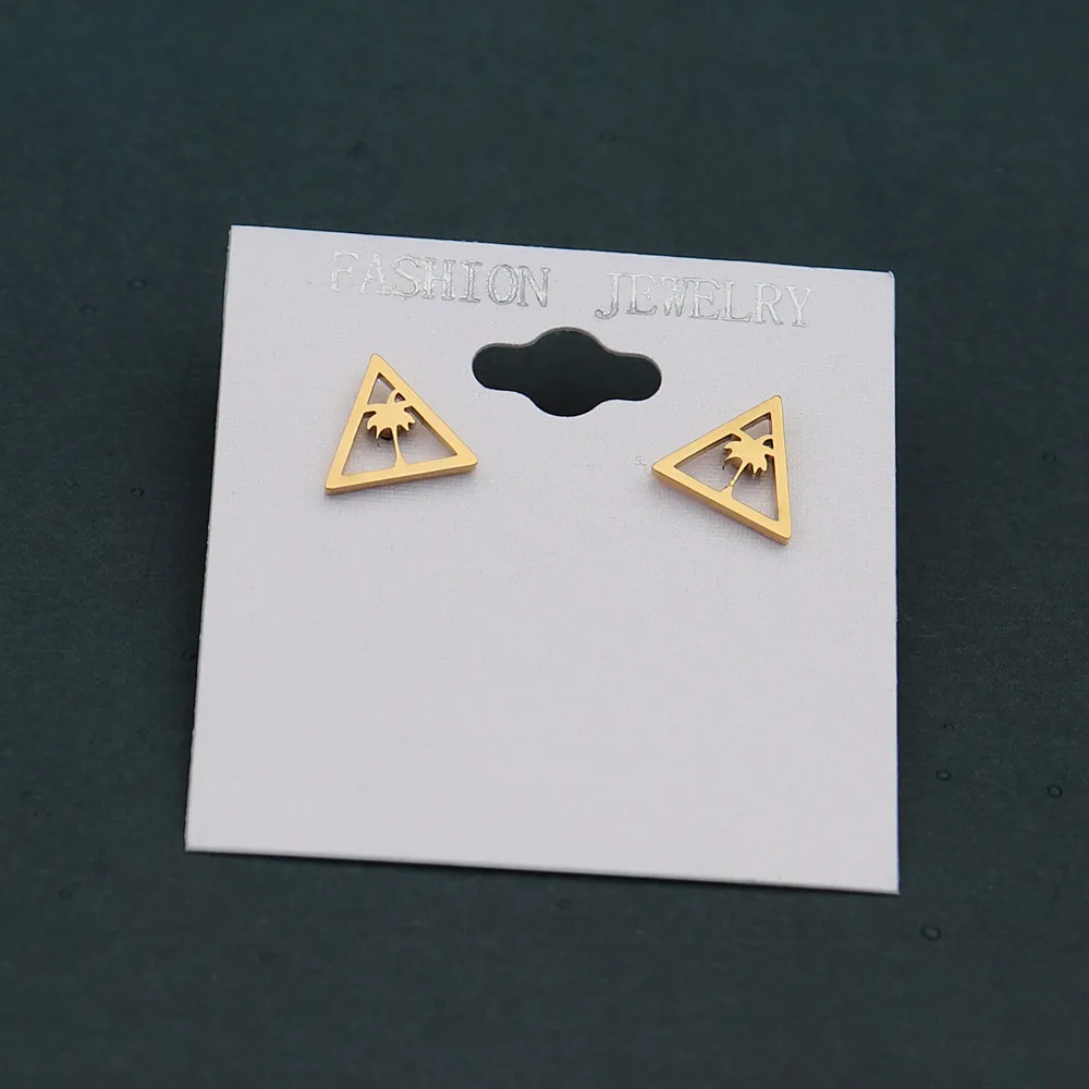 

10pair Stainless Steel Orecchini Triangle Palm Tree Stud Earrings For Women Nature Jewelry Gold Earrings Bohemia Bijoux Femme