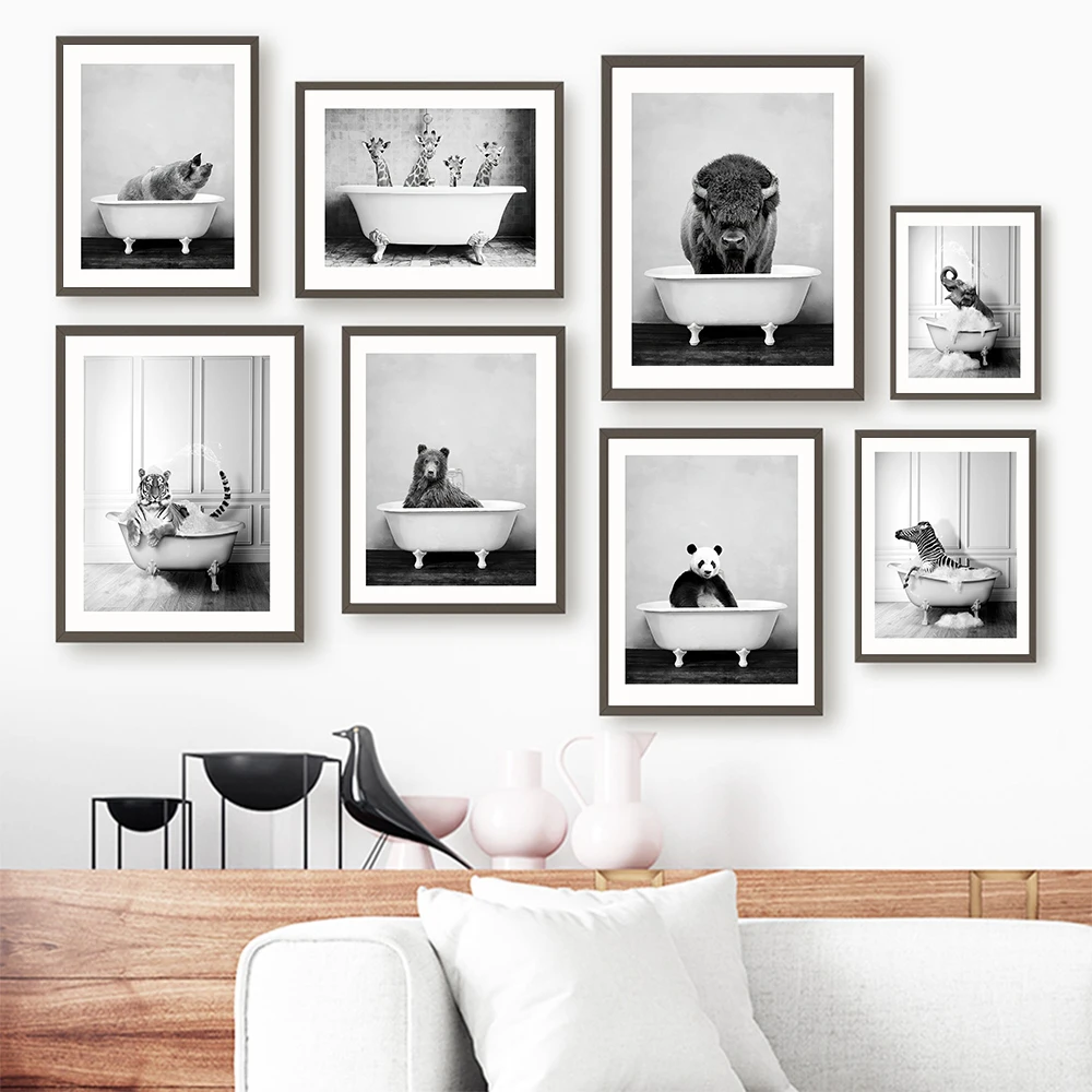 Животные Детский постер для ванны Милая панда детская ванная Искусство Печать