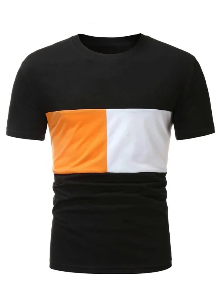 

LUHAODS Guys Colorblock Patched Tee