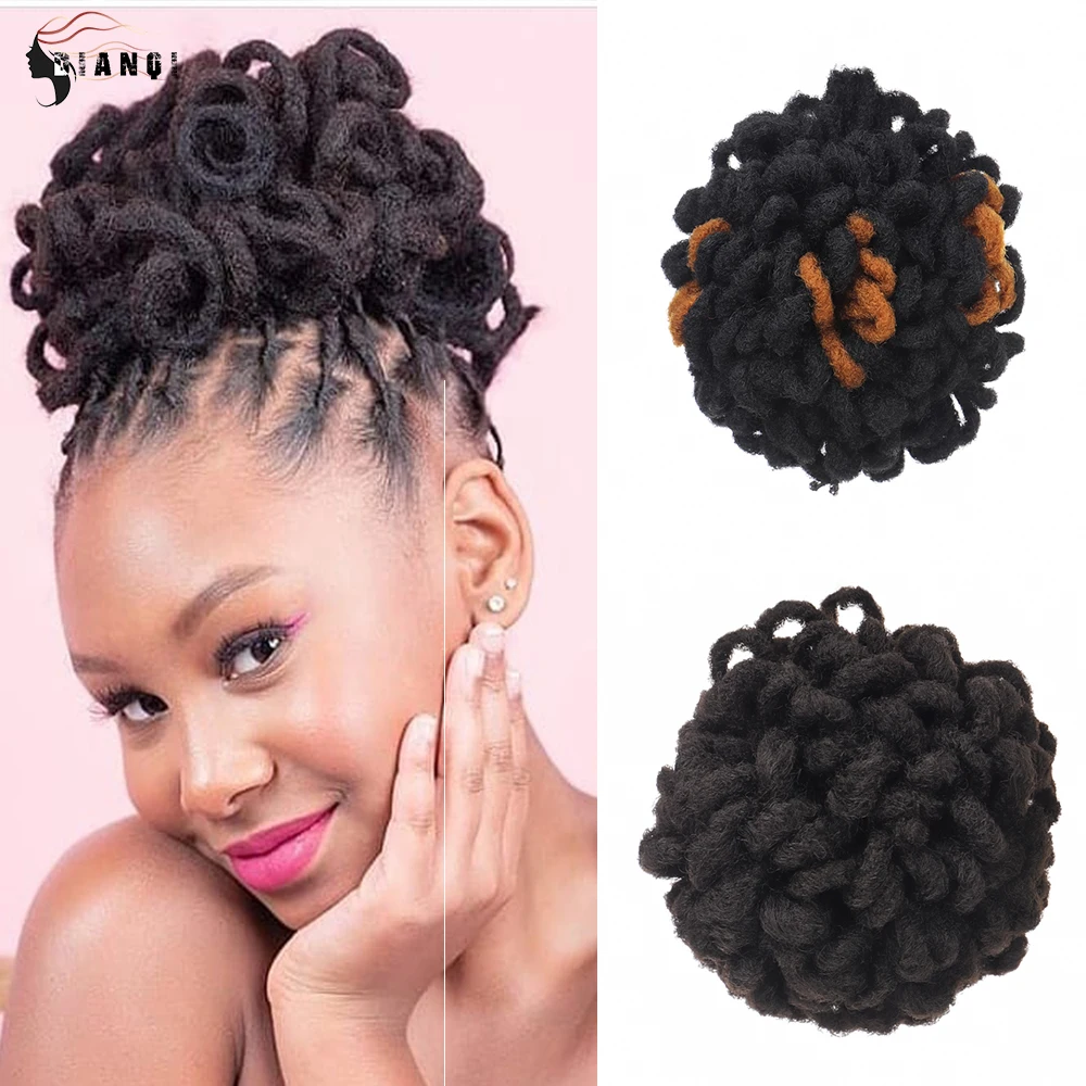 DIANQI Synthetic Drawstring Chignon Afro Curly Wig Black Mixed Color Short Ponytail High Temperature Fiber Long Lasting Wigs