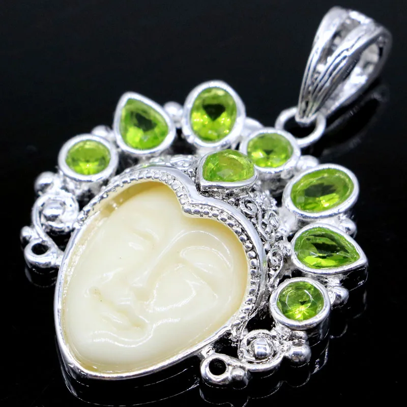 Кулон Серебряный женский с изображением морганита аквамарина и зеленого