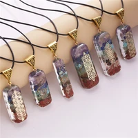 charm seven chakras healing necklace for women men colorful natural stone geometric pendant rope chain necklace fashion jewelry