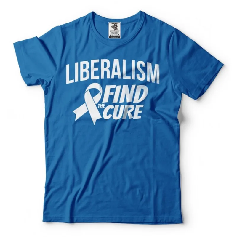 

Hot Sale Liberalism Find A Cure Funny T Shirt Graphic Tee Funny Political T shirt