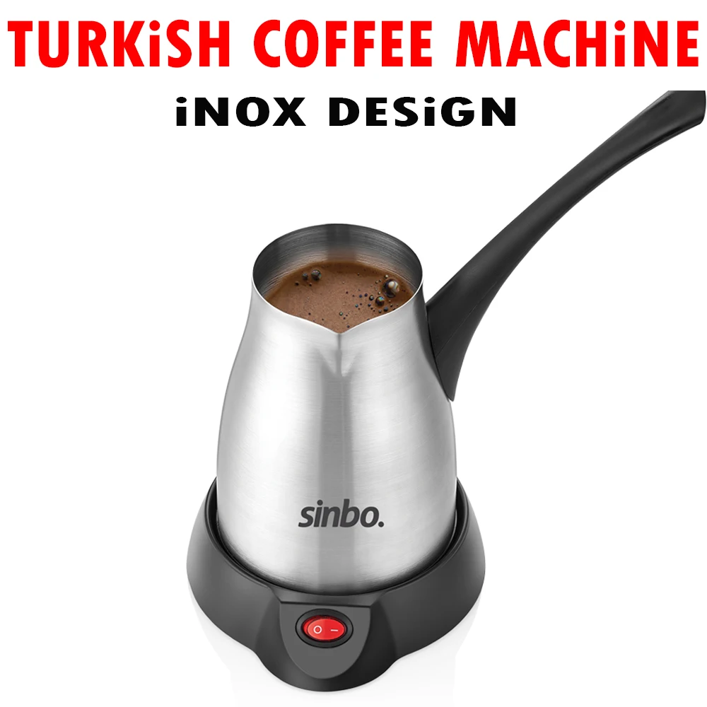 

Electric Inox Turkish Coffee Maker Pot 1000W 5 Cup Delicious Fast Home Office Use Kitchen Kettle Portable Espresso Cappuccino