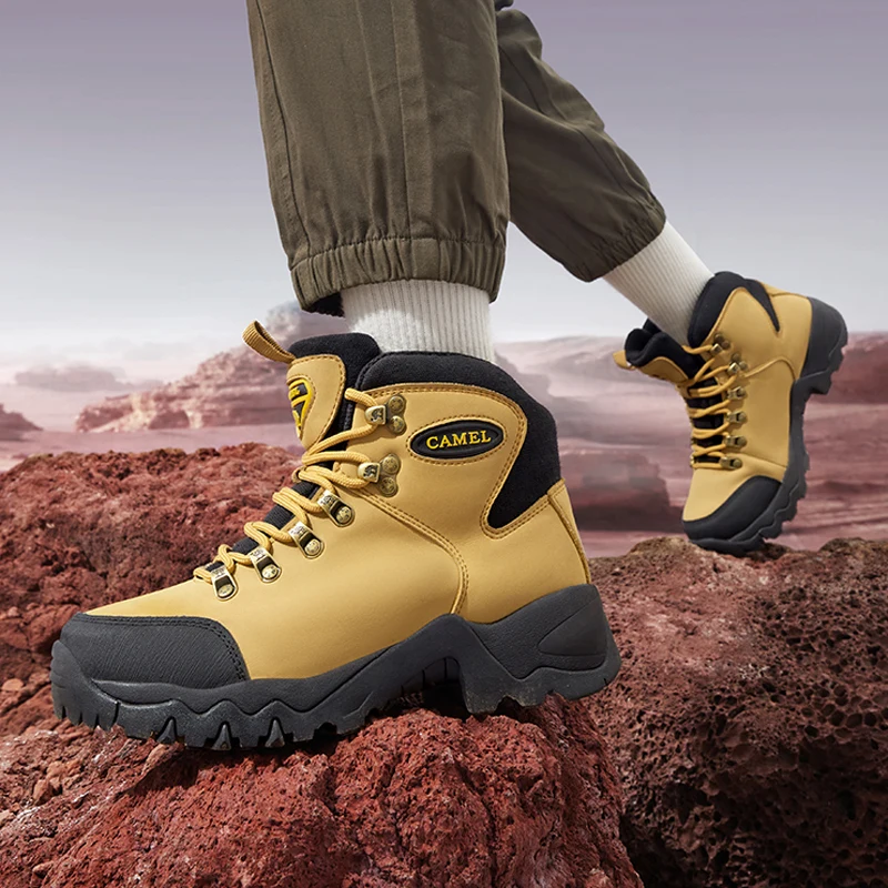 Goldencamel Men Women High-Top Hiking Shoes Durable Waterproof Anti-Slip Outdoor Climbing Ankle Trekking Shoes Military Boots