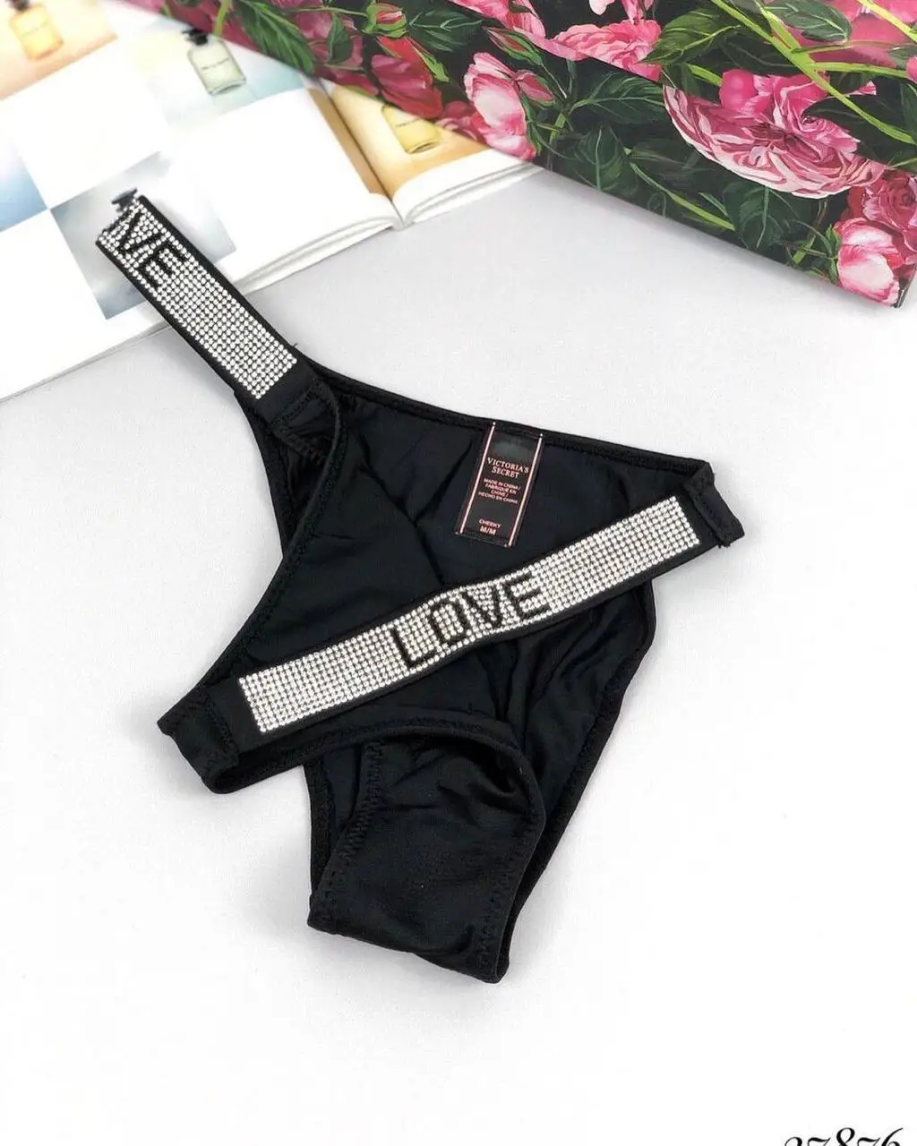 Трусики Victoria's Secret LOVE Shine Strap Brazilian Panty Черные L 46 48|Женские трусики| |