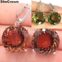 35x20mm deluxe big round gemstone 20mm 16g created color changing spinel sultanite womans dating silver pendant earrings