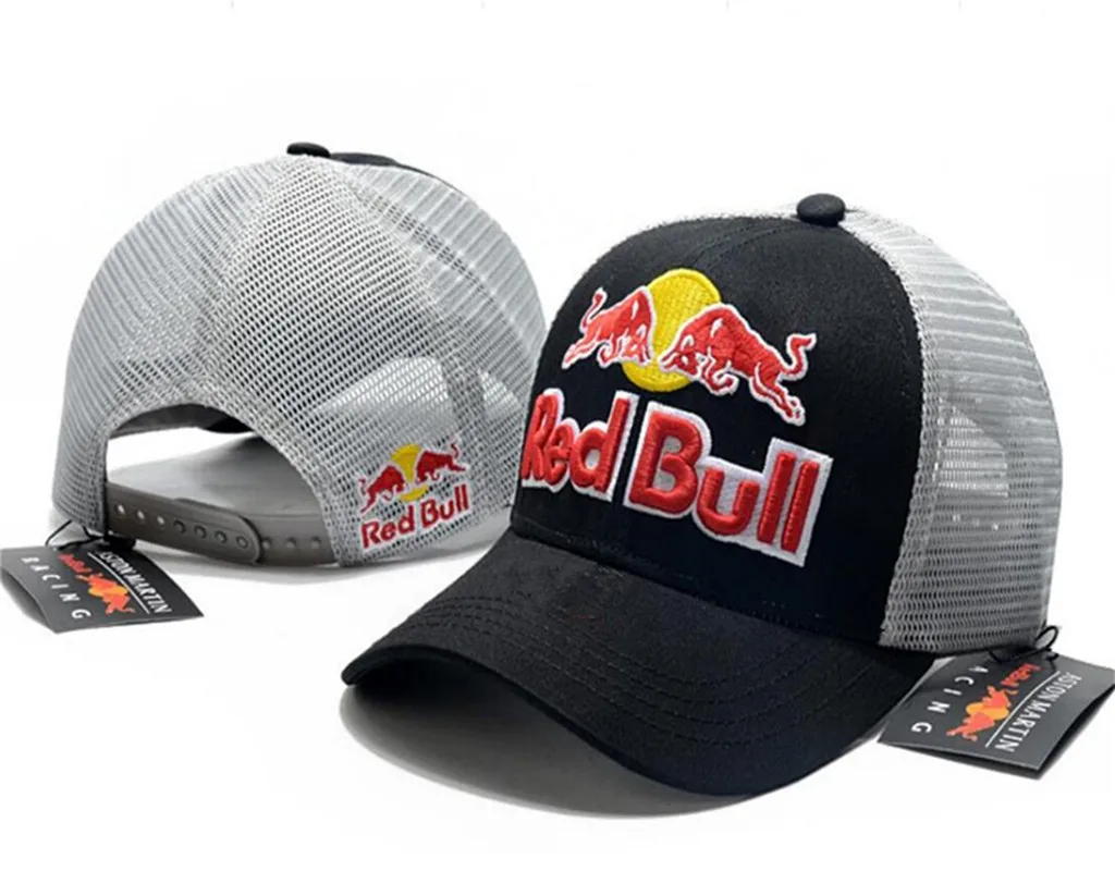 

2021 New Red Bull Embroidered mesh Baseball Cap high quality Sports Hat Motorbike Red bull cotton Racing Snapback cap