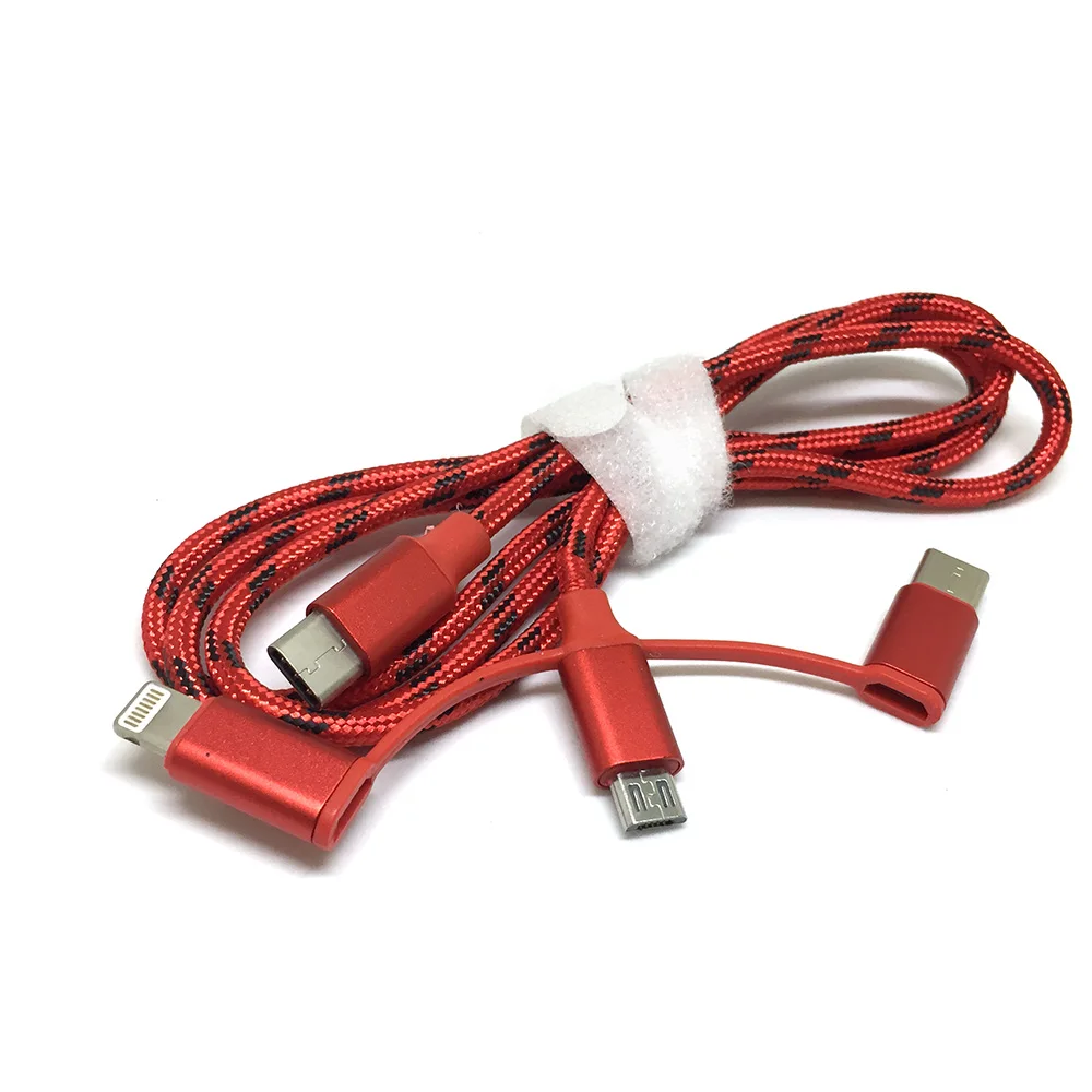 Универсальный кабель переходник 3 в 1м!!! USB type C 3.1 to Lightning + microUSB 1метр нейлоновая