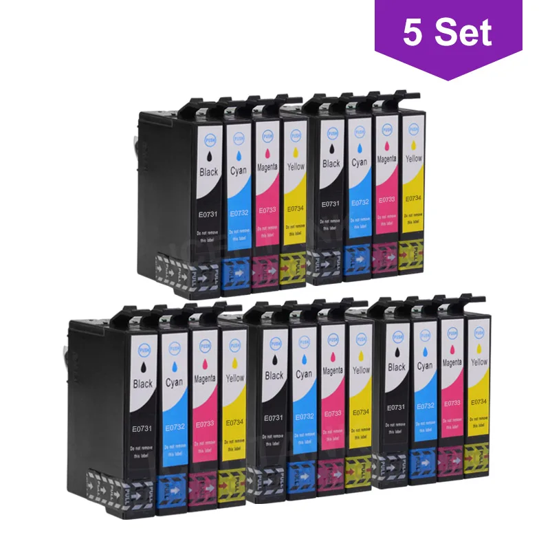 ICEHTANK совместимый чернильный картридж для принтера Epson 73N T0731 стилус CX3900 CX5900 CX4900 CX7300 CX8300 TX200 TX210 C79 C90 принтер - Цвет: T0731-4  5 Set