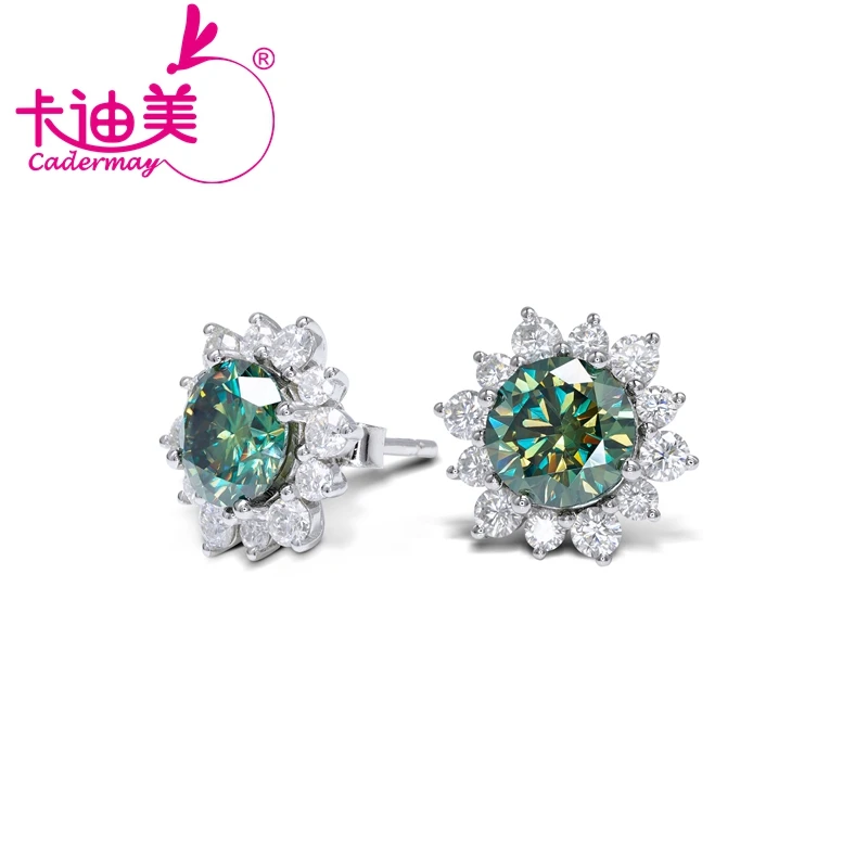 Женские серьги-гвоздики из серебра 925 пробы с муассанитом |