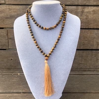 natural stone hand knotted 108 mala beads tassel necklace for unisex prayer beads yoga bracelet dropshipping