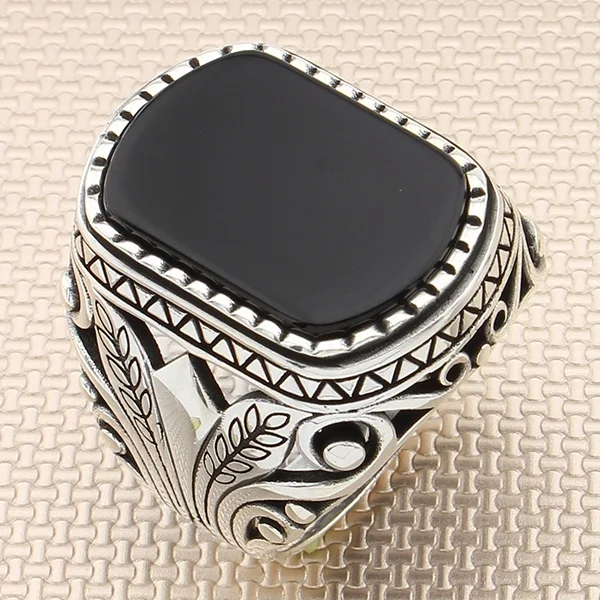 

Мужское и женское кольцо из стерлингового серебра 925 пробы с натуральным камнем, винтажный подарок, все размеры, Сделано в Турции