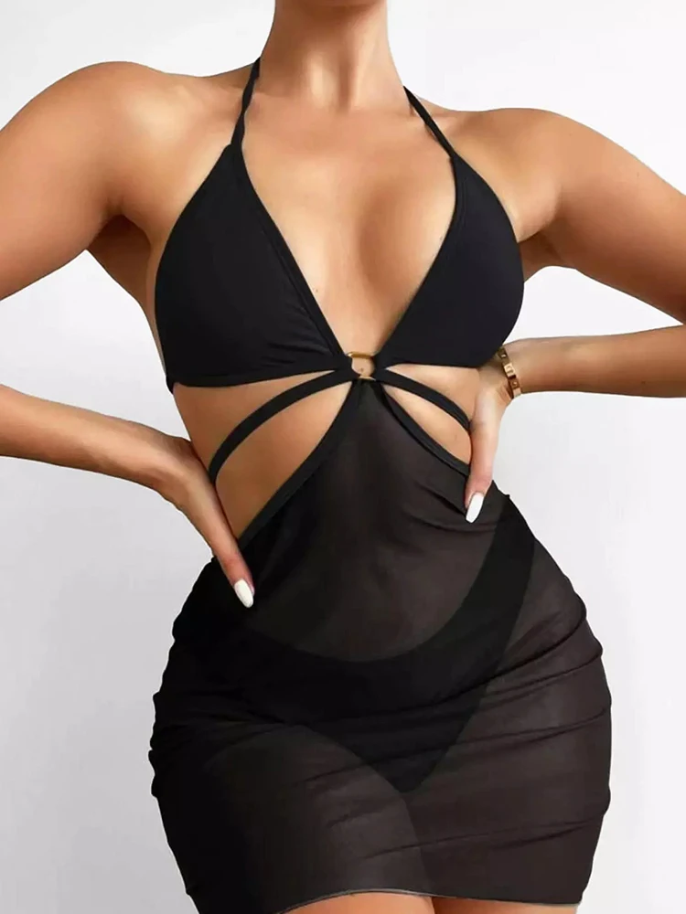 

Летний сексуальный комплект бикини с сетчатыми вставками из 3 предметов, бикини, купальник, женское бикини 2022, женские купальники, Женский к...