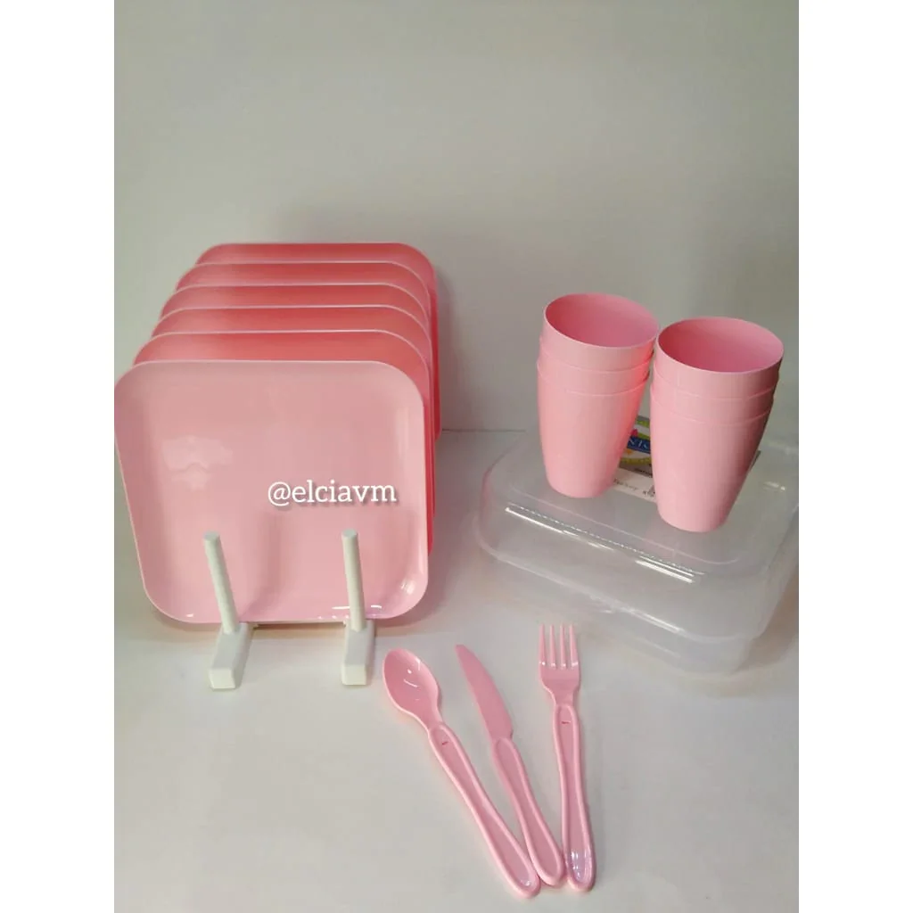 

For camping Picnic Kit Is Useful Practical 32Parça Reusable Dish Cutlery Cup Spoon Knife Healthy Plastic BPA FREE