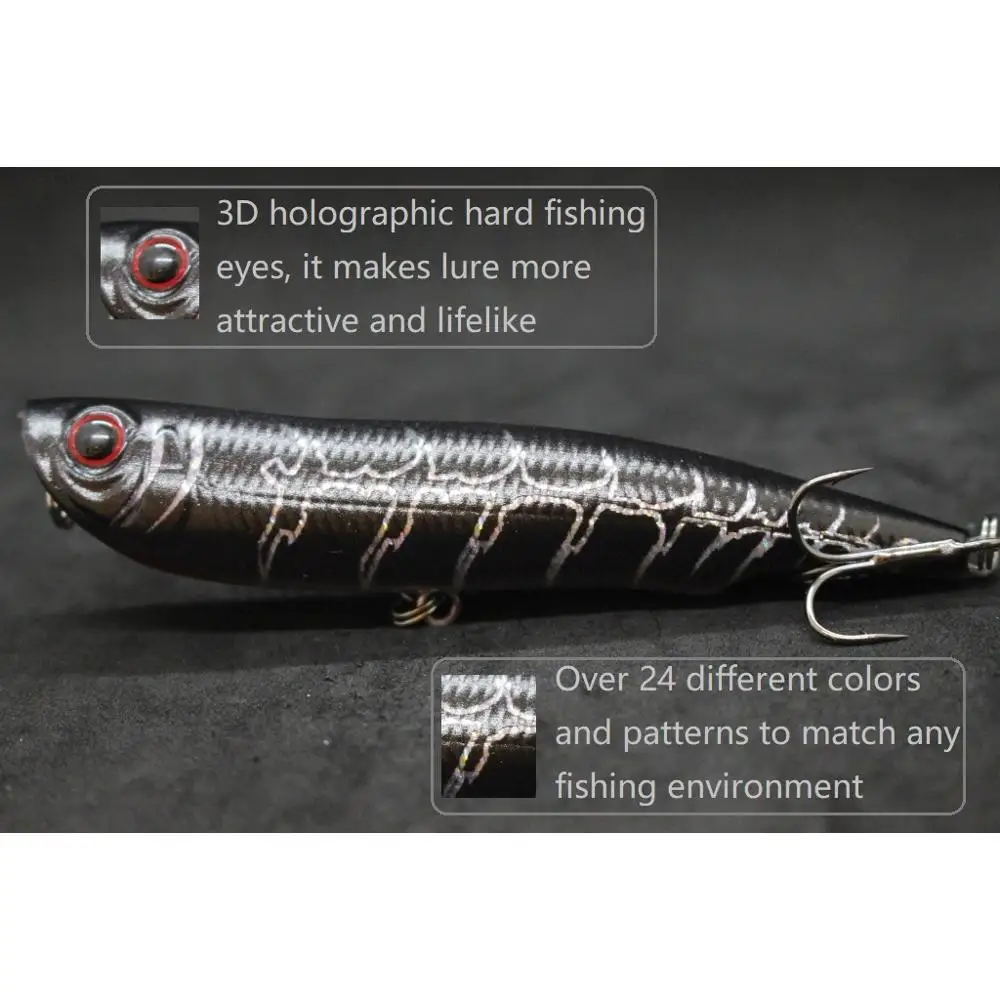 Фото WLure 10 см 17 г длинная литая приманка Topwater Popper для ходьбы 2 #4 тройные Крючки поплавок-приманка 3D жесткий приманка для рыбалки с глазками W622 №2