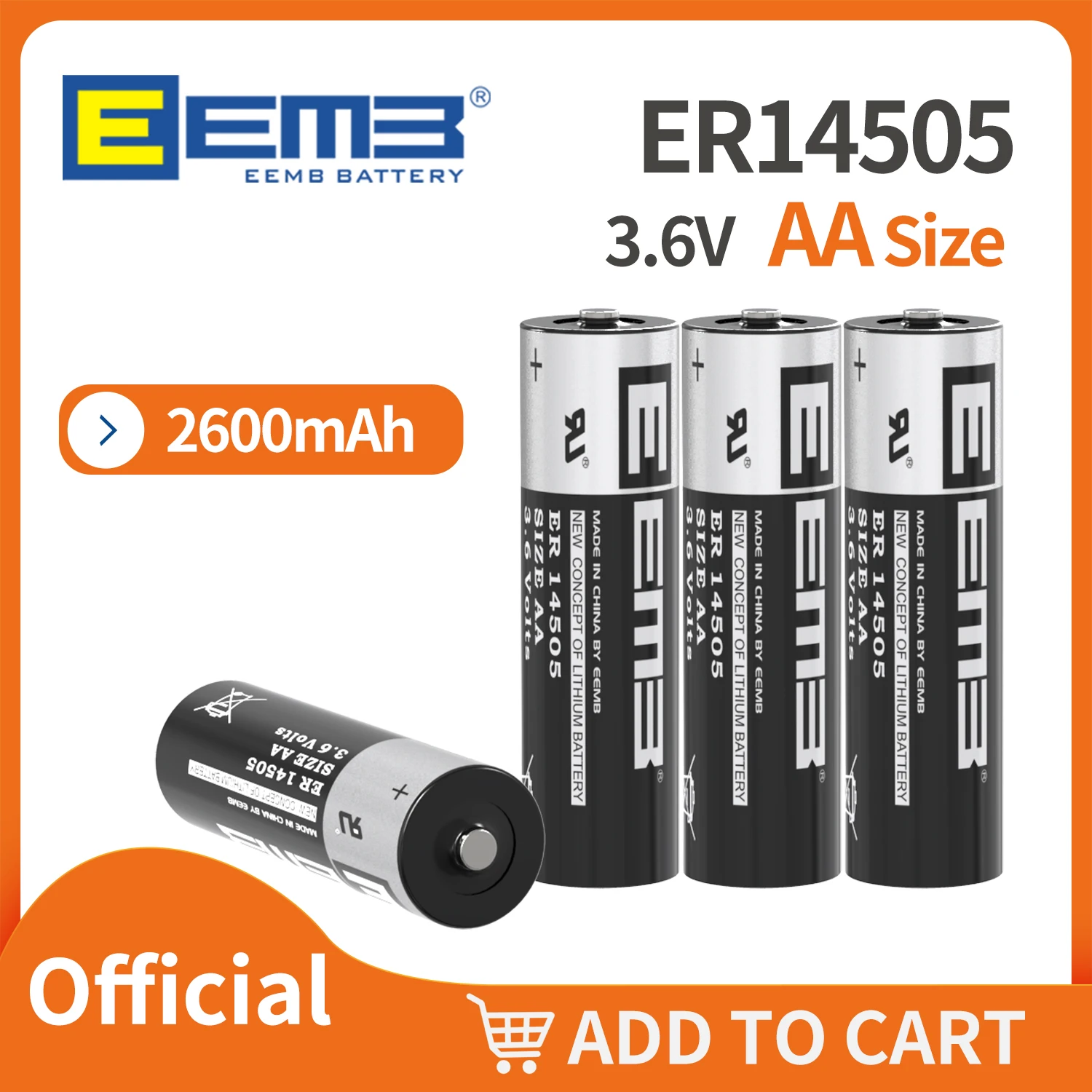 EEMB ER14505 3 6 В литиевая батарея 2600 мАч неперезаряжаемая тионилхлоридная для воды