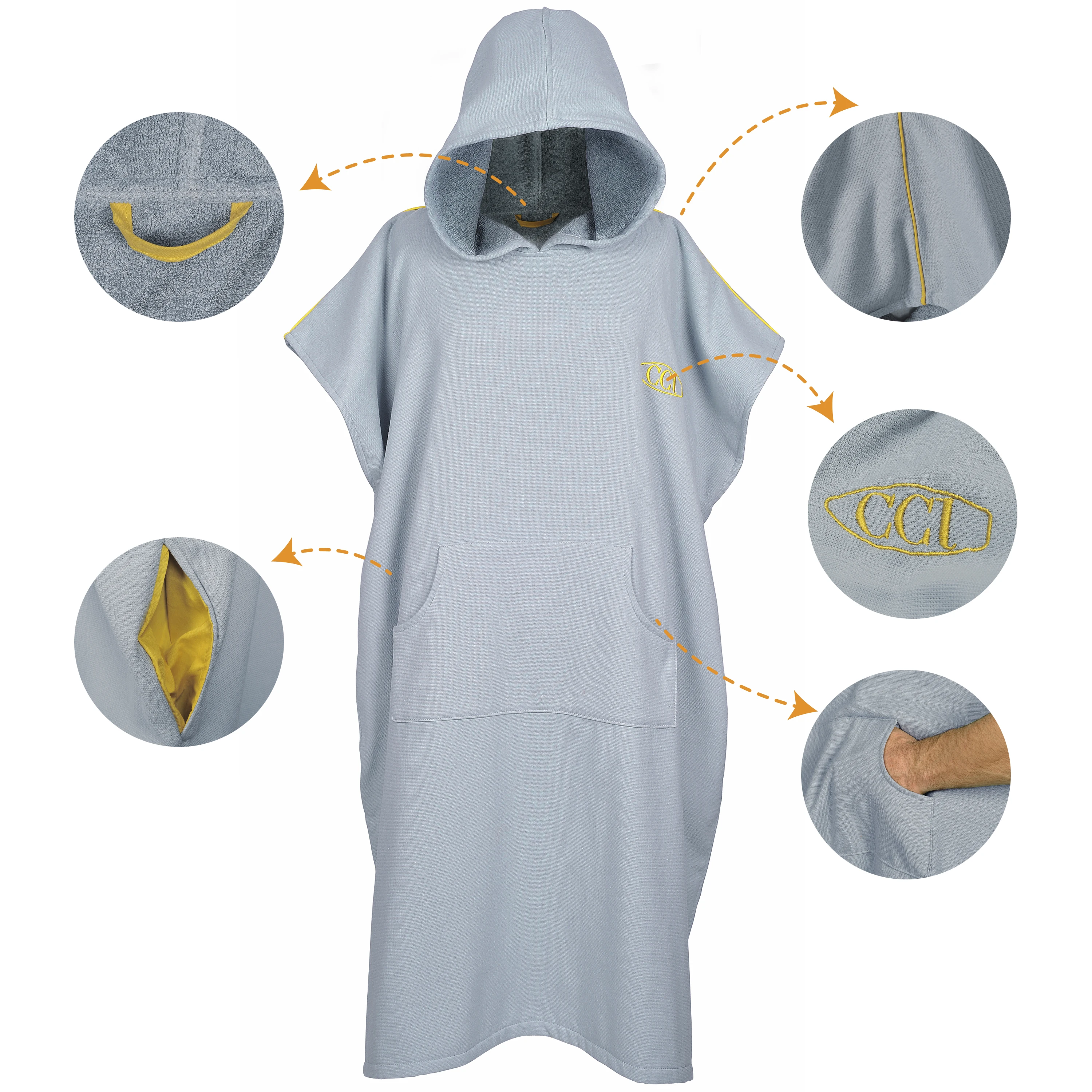 CACALA 100% Cotton Quick Dry Pancho for Surf, Sea, Pool, Drying After Bath and Changing in Public Easily