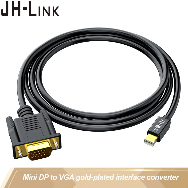 

JH-LINK DP To VGA Adapter Interface Converter Cable 1080P HD For Laptop Connected To The Projector TV Monitor