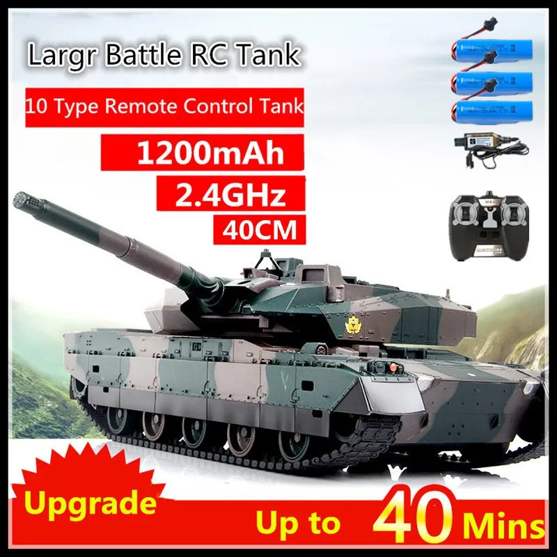 Enlarge Type 10 RC Tank,1200mAh Lithium Battery  Independently Suspended Load-bearing Track Better Off-road Performanc，For Kids Gift