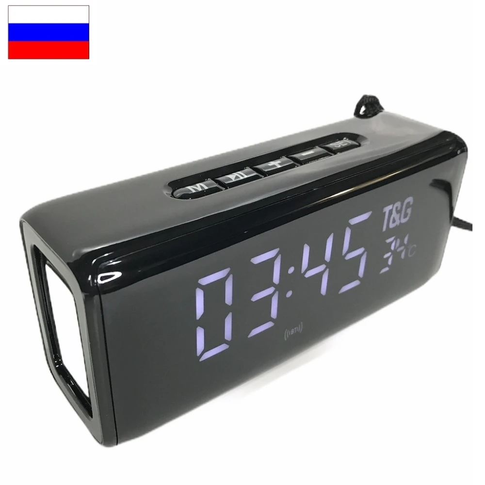 Портативная беспроводная Bluetooth радио колонка T&G 174 с часами