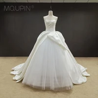 mqupin bridal wedding dress slim satin tulle simple trailing tube top strap 2022 best fashion